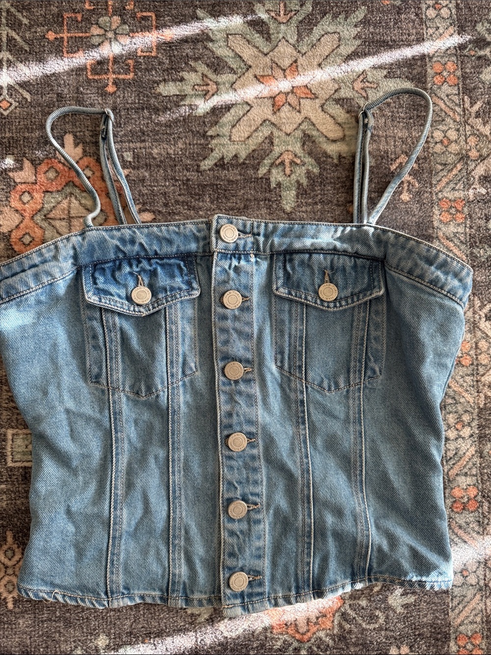Habitual Light Blue Denim Button-Front Cami - Small